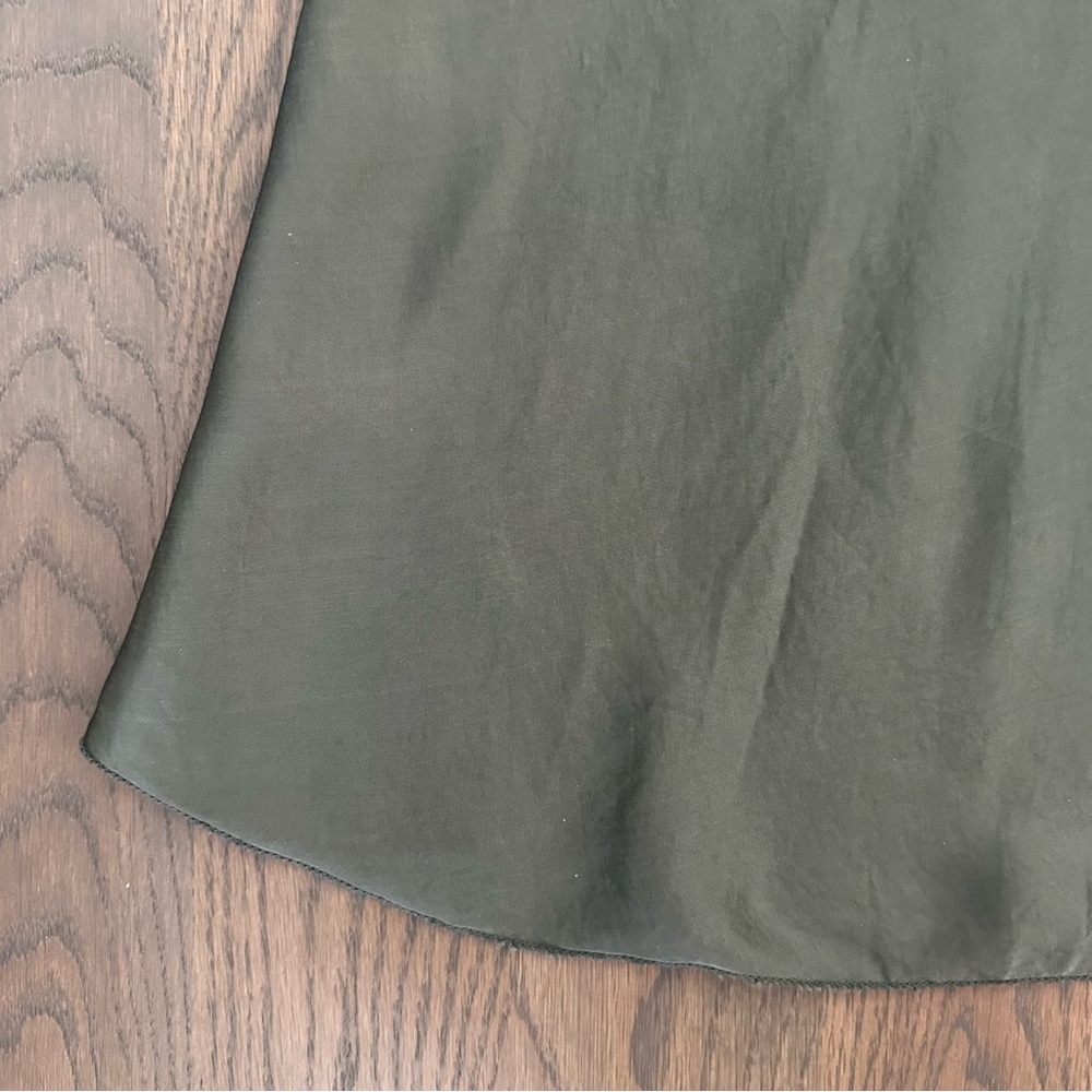 NWT Made in Italy Satin Silk Blend Maxi Skirt in Dusty Olive Green Medium - Picture 9 of 9
